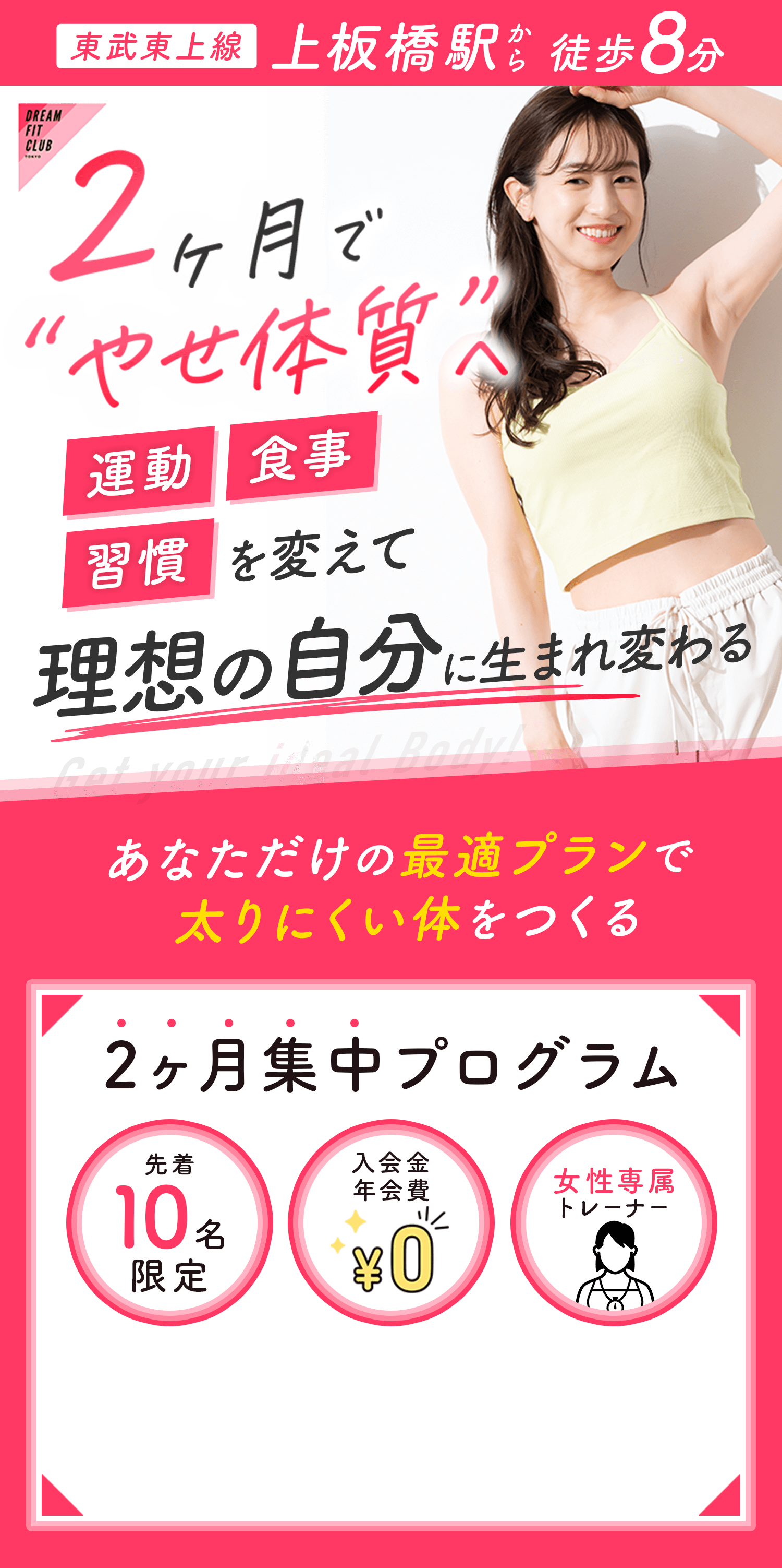 2ヶ月で“やせ体質”へ。運動・食事・習慣を変えて理想の自分に生まれ変わるタイトル