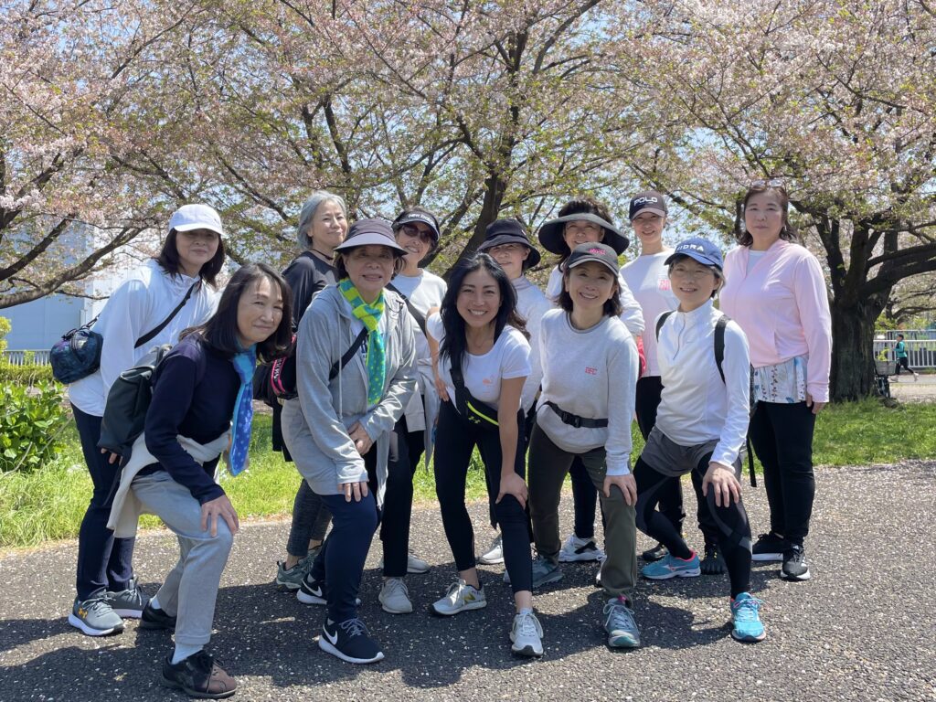 城北公園の桜と一緒に記念撮影